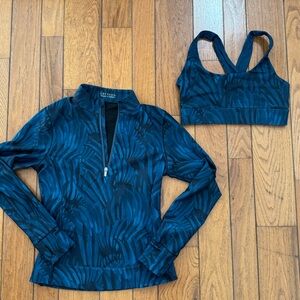 Greyson Teal and Black Activewear - Jacket and Bra - Size M